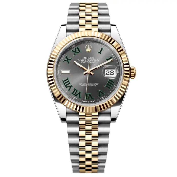 Rolx Datejust 41 Two-Tone Jubilee — Slate Dial with Green Roman Numerals