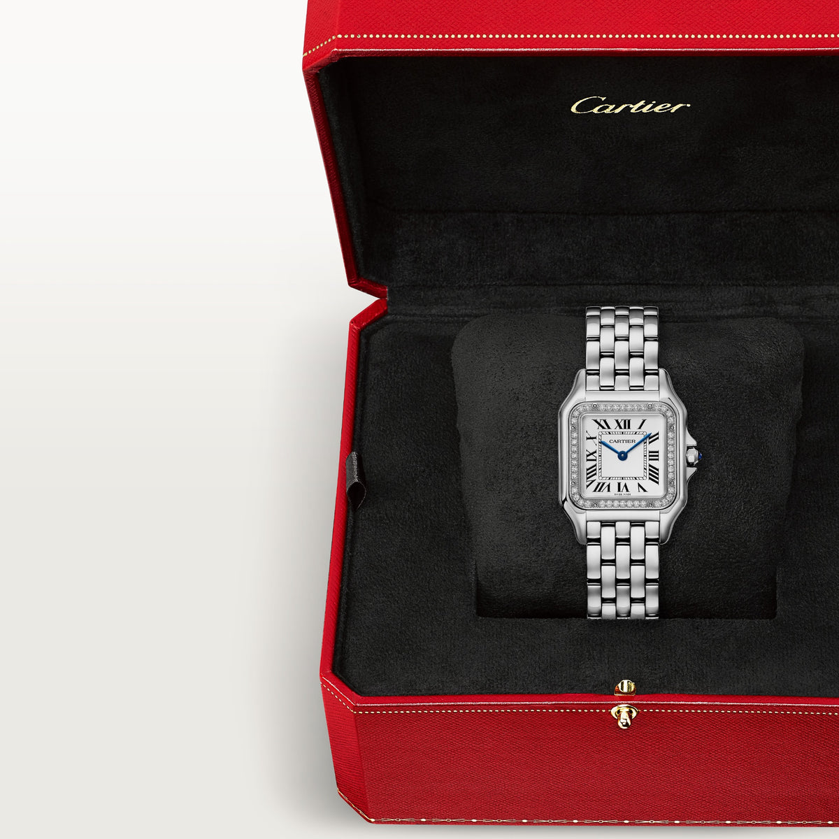 Cartieer Panthère de Cartieer Stainless Steel Diamond Bezel Watch
