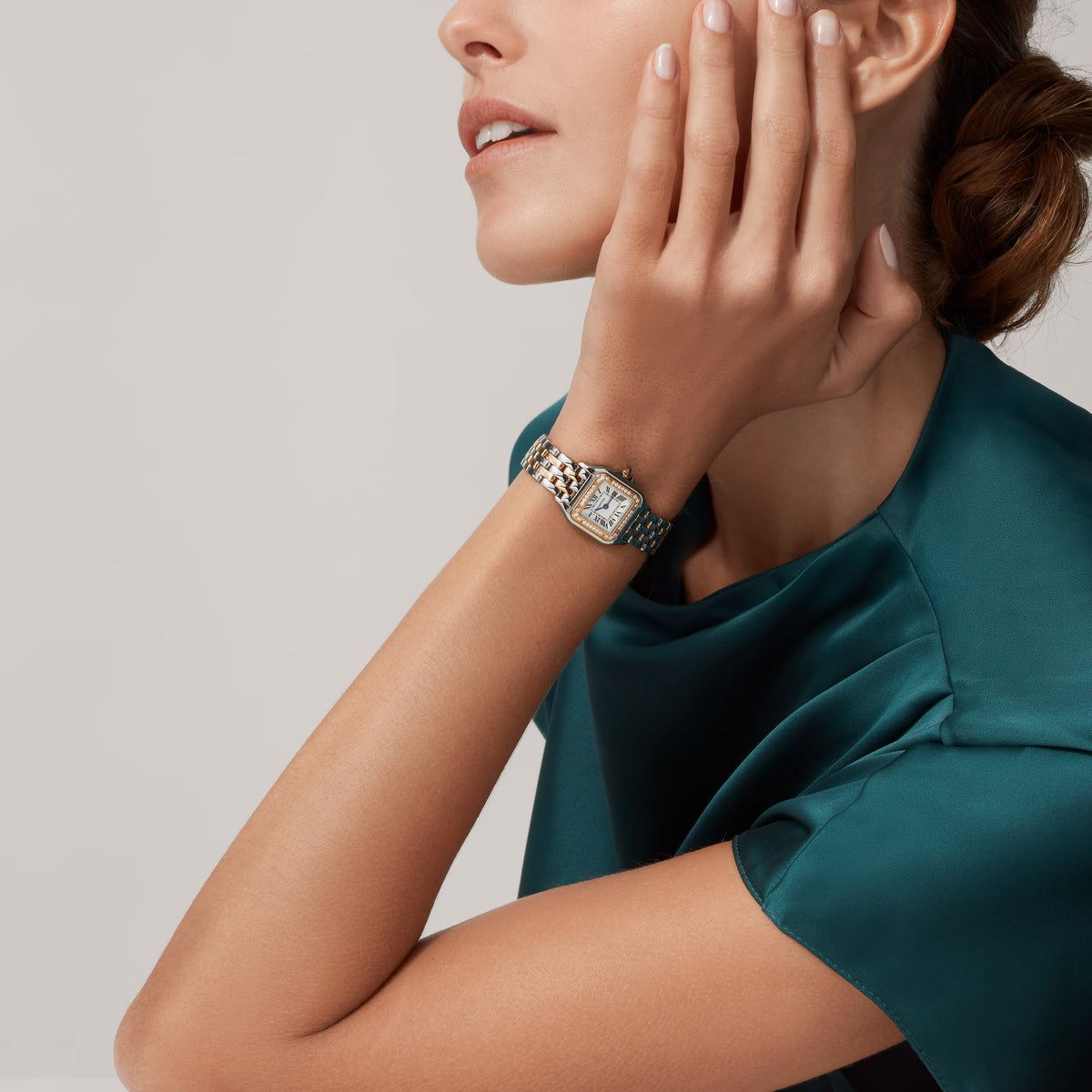 Cartieer Panthère de Cartieer Two-Tone Rose Gold Diamond Bezel Watch