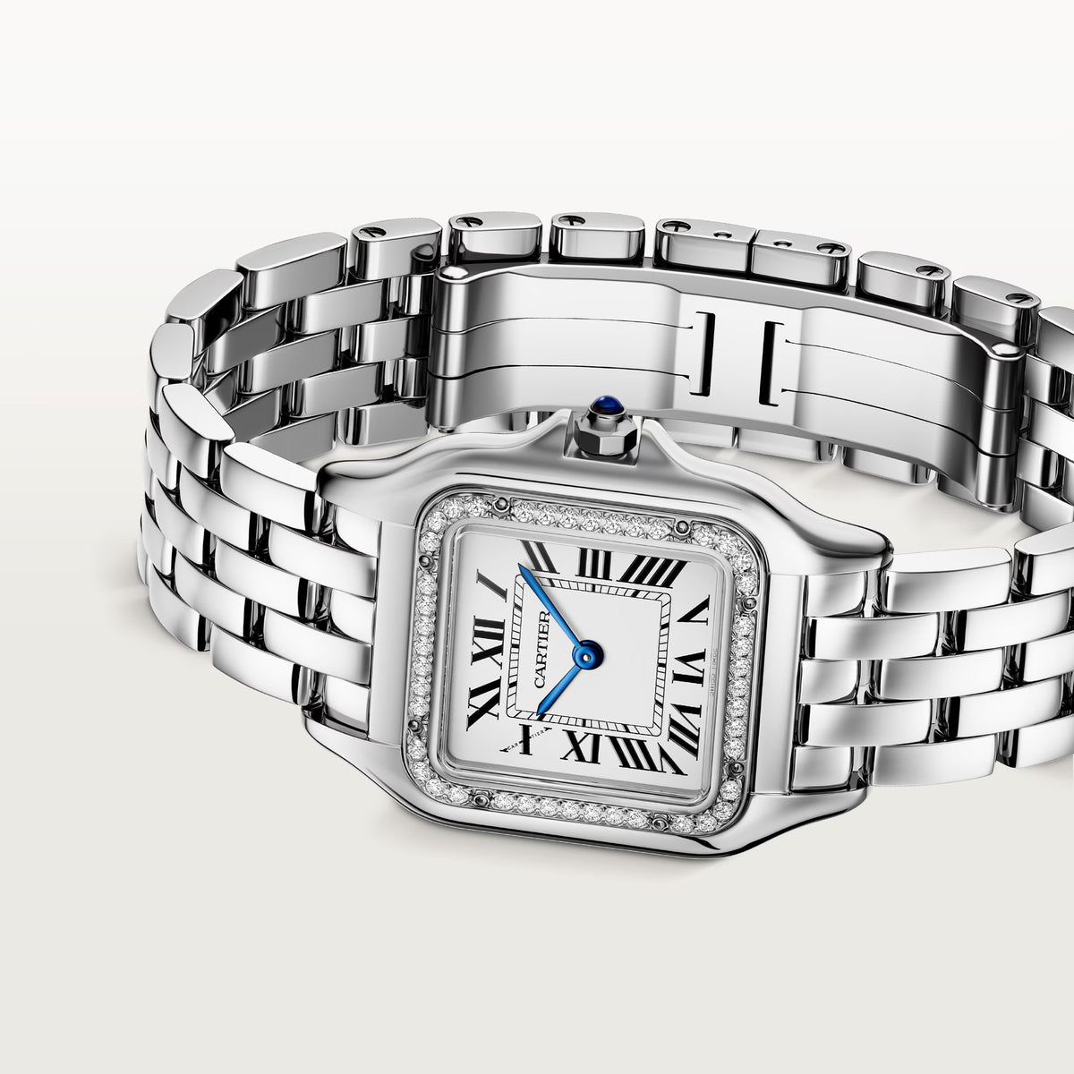 Cartieer Panthère de Cartieer Stainless Steel Diamond Bezel Watch