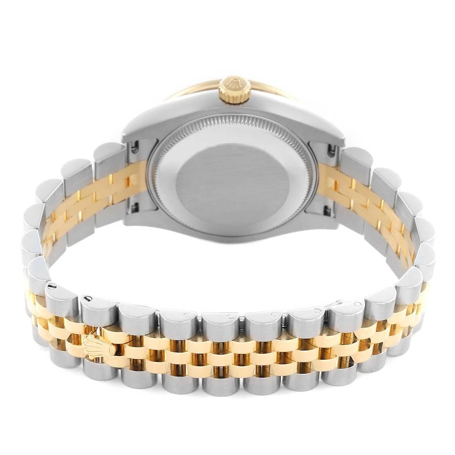 Rolx Lady-Datejust Two-Tone Diamond Bezel Black Dial Watch