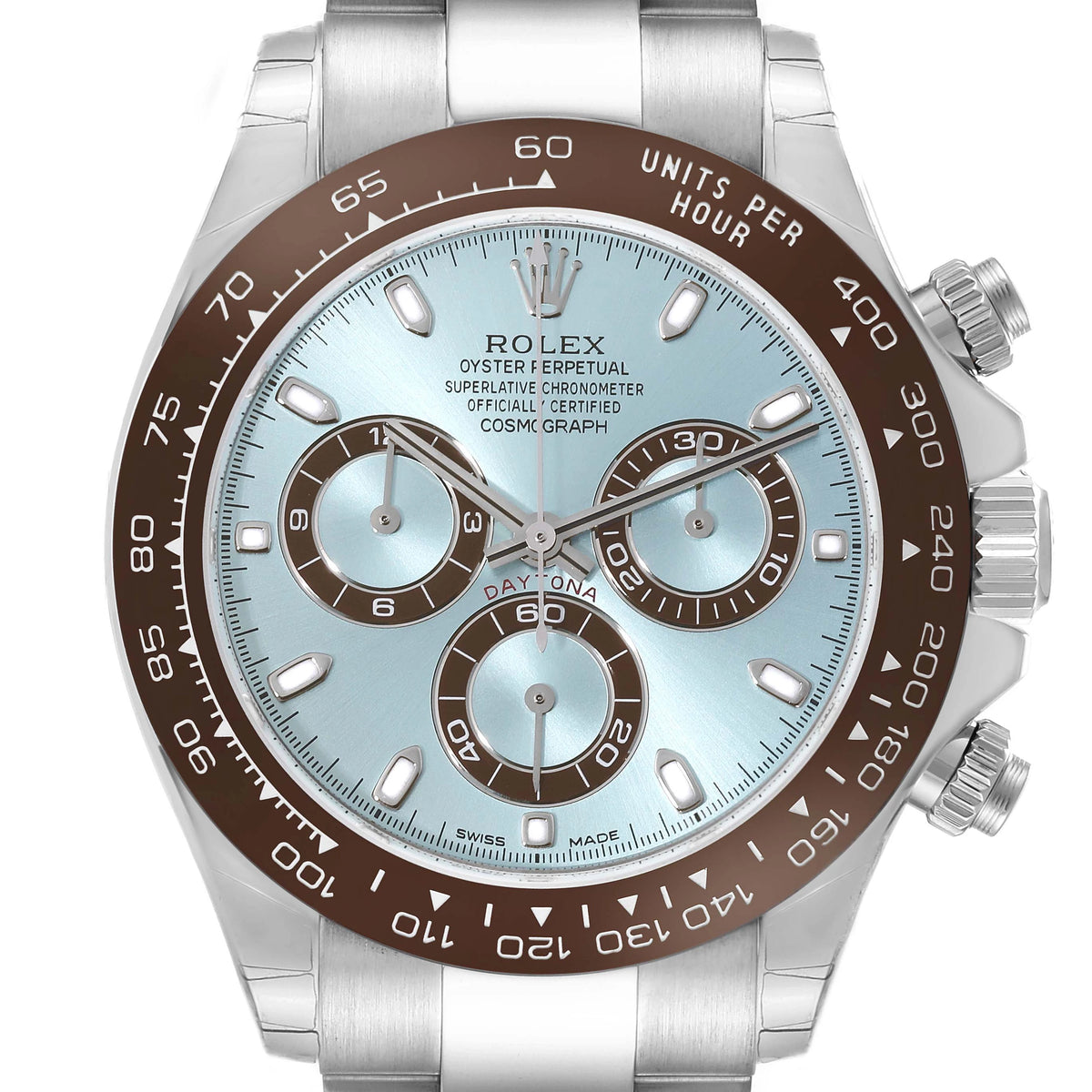 Rolx Cosmograph Daytona Platinum Ice Blue Dial Chocolate Bezel