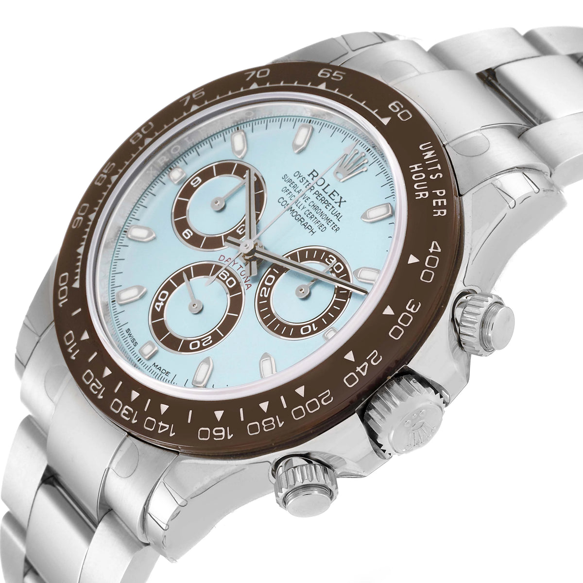 Rolx Cosmograph Daytona Platinum Ice Blue Dial Chocolate Bezel
