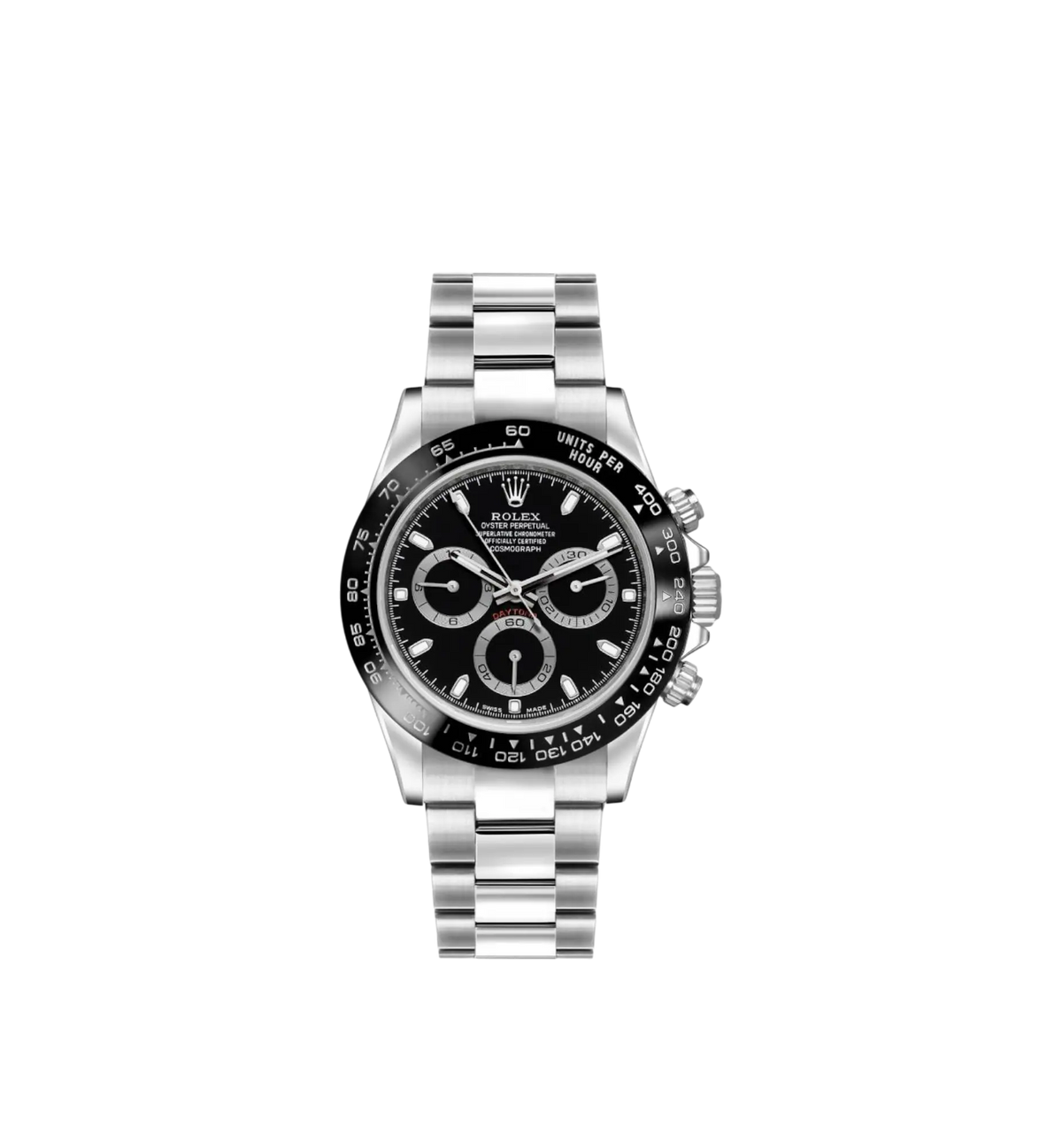 Rolx Cosmograph Daytona Stainless Steel Black Dial Watch