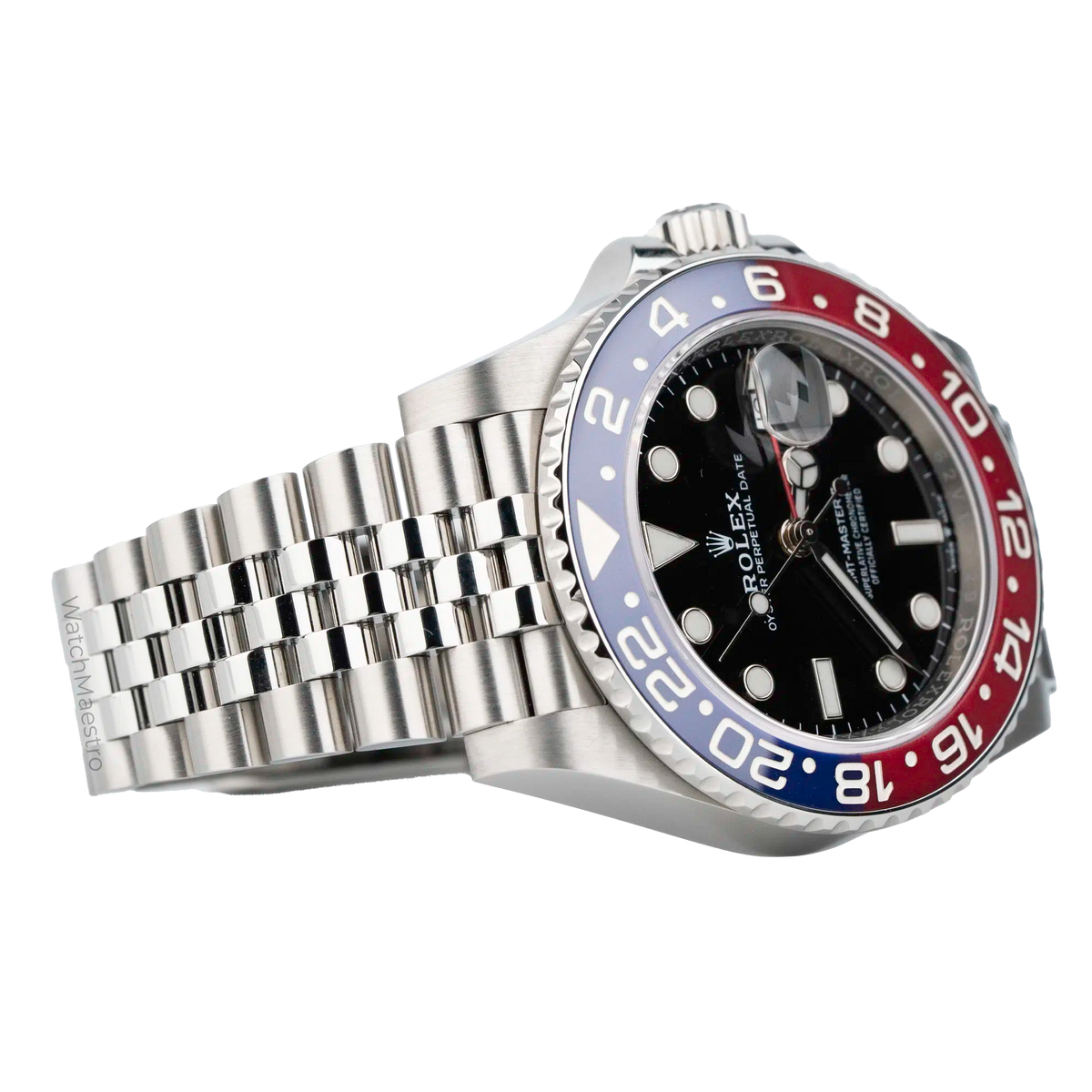 Rolx GMT-Master II 40 "Pepsi" – Oystersteel, Black Dial, Blue and Red Cerachrom Bezel, Jubilee Bracelet