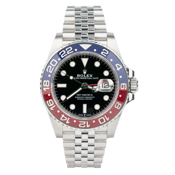 Rolx GMT-Master II 40 "Pepsi" – Oystersteel, Black Dial, Blue and Red Cerachrom Bezel, Jubilee Bracelet