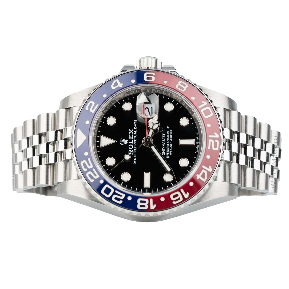 Rolx GMT-Master II 40 "Pepsi" – Oystersteel, Black Dial, Blue and Red Cerachrom Bezel, Jubilee Bracelet
