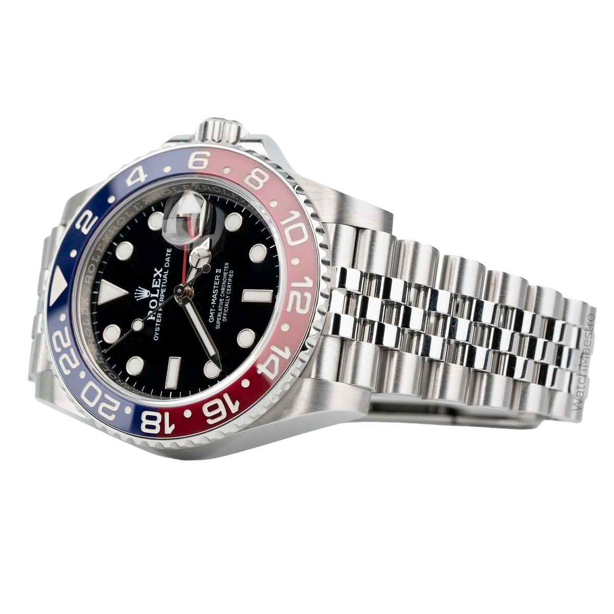 Rolx GMT-Master II 40 "Pepsi" – Oystersteel, Black Dial, Blue and Red Cerachrom Bezel, Jubilee Bracelet