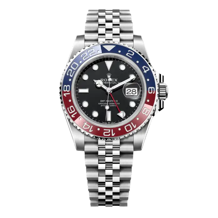 Rolx GMT-Master II 40 "Pepsi" – Oystersteel, Black Dial, Blue and Red Cerachrom Bezel, Jubilee Bracelet