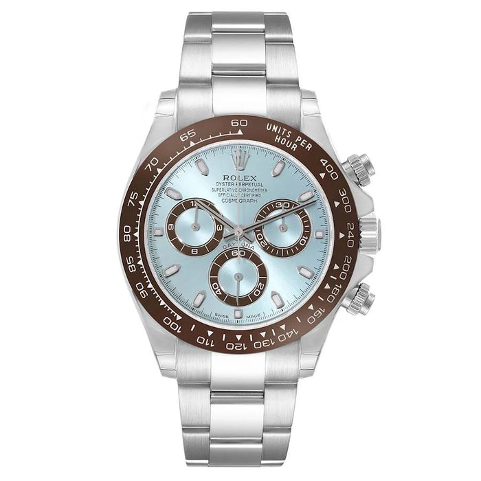 Rolx Cosmograph Daytona Platinum Ice Blue Dial Chocolate Bezel