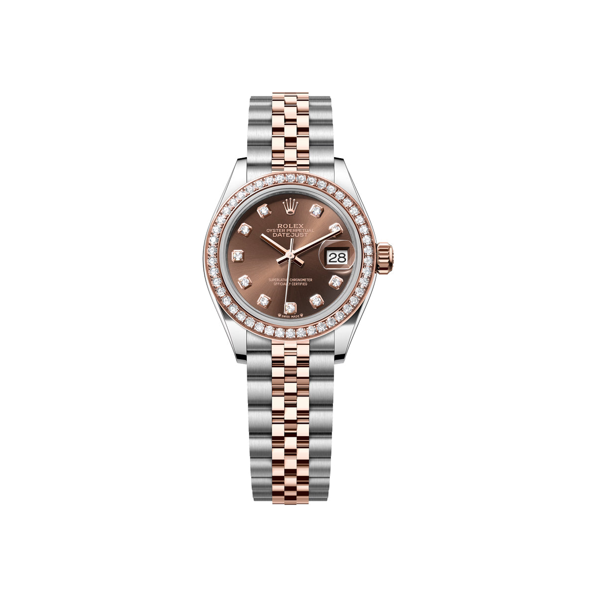 Rolx Lady-Datejust Two-Tone Rose Gold Diamond Bezel Chocolate Dial Watch